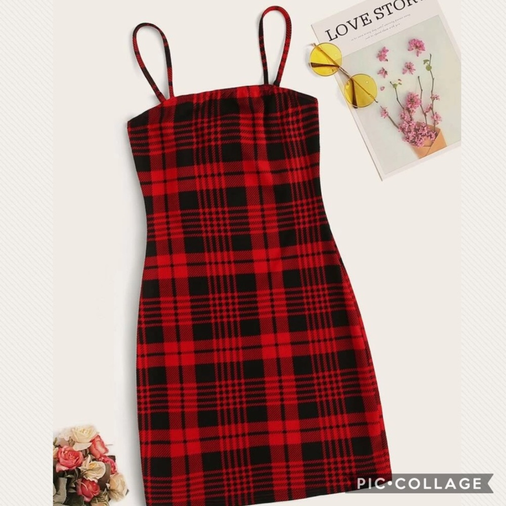 Red Plaid Tone Tartan Patterned Dress
